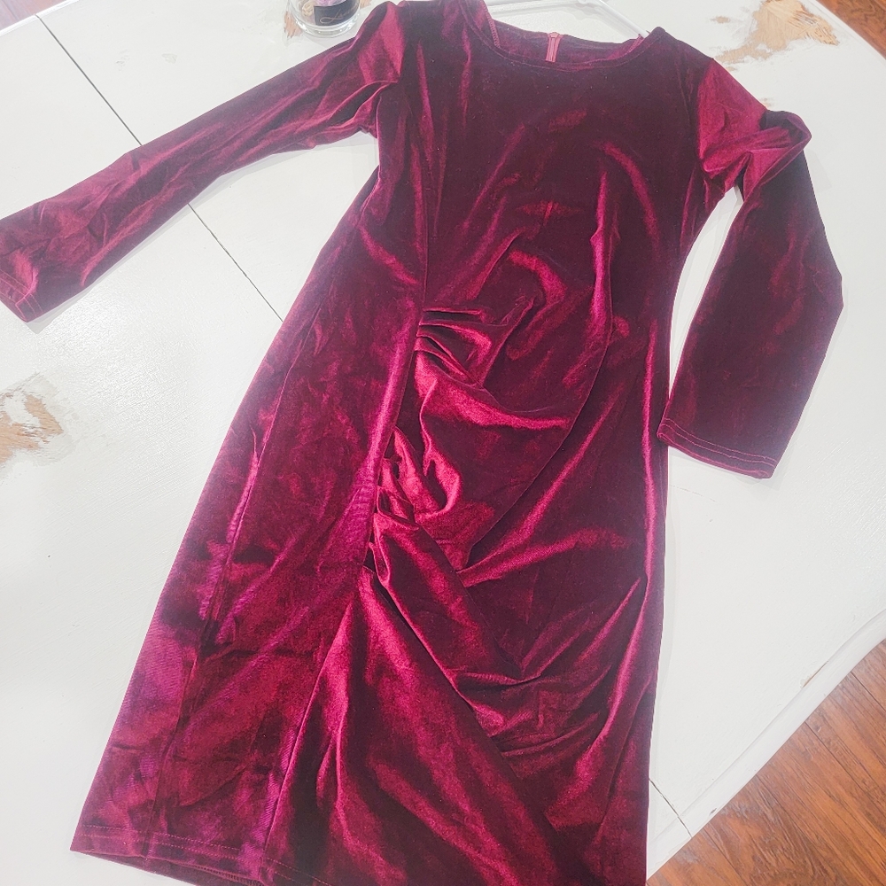 Brand New! Red Wine Velvet Dress M